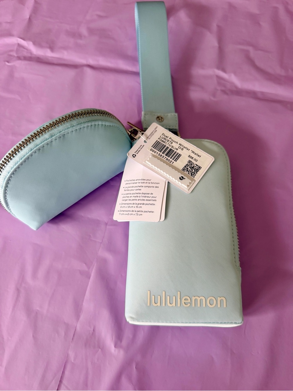 NWT lululemon Foam Cloud / Light Ivory Dual Pouch Wristlet